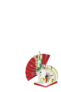 巳と扇子と門松のイラストの年賀状テンプレート