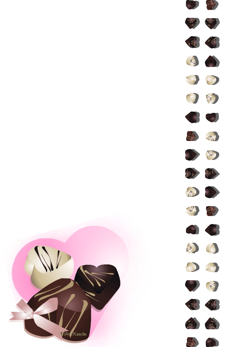 チョコがいっぱいチョコとハートのイラスト背景が白