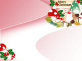 可愛いキノコと雪だるまのイラストのデスクトップ壁紙　赤い背景