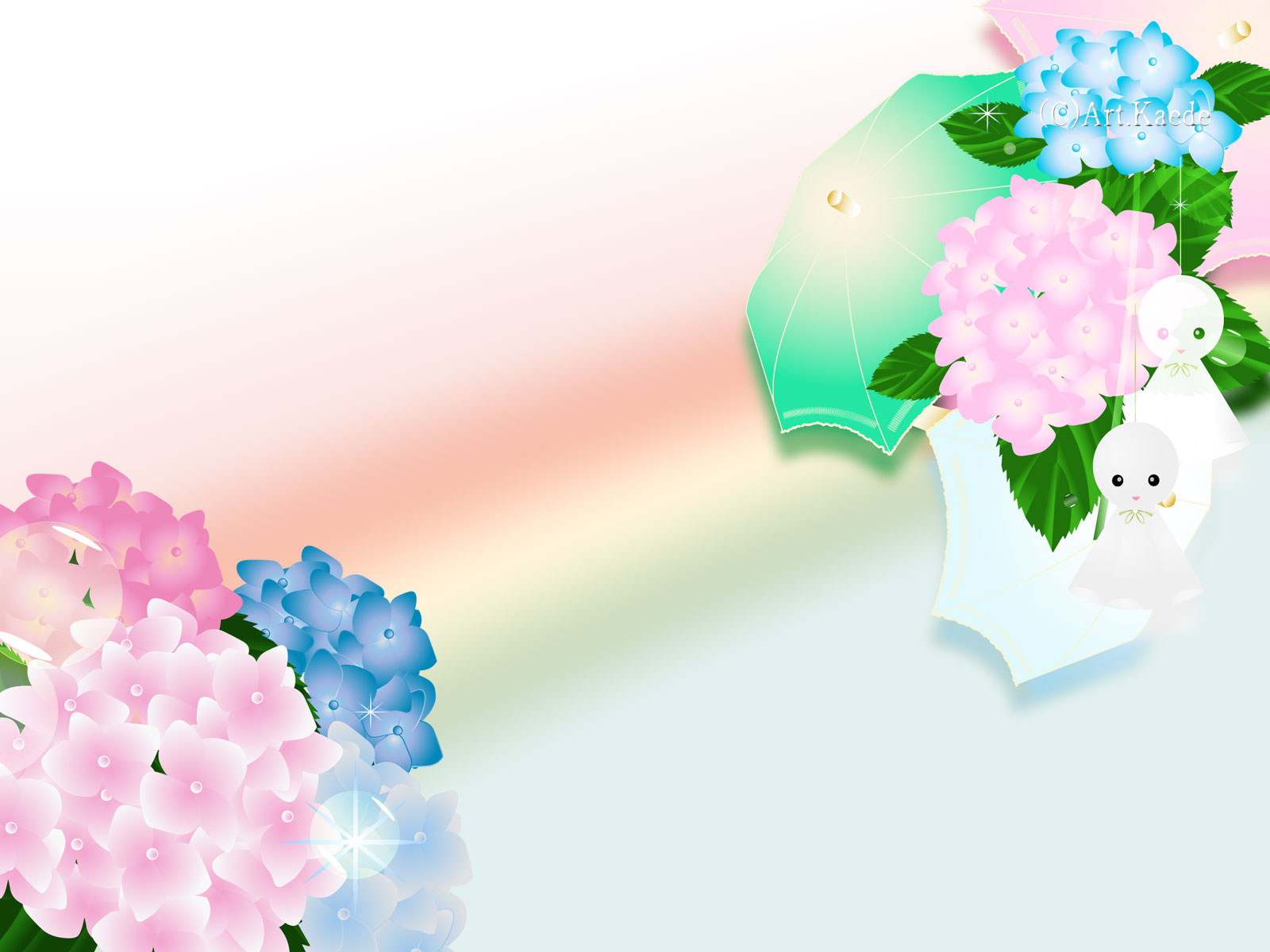 紫陽花 藤の花 初夏の花のイラスト デスクトップ壁紙art Jdt