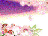 菊の花と蝶　紫の波紋のイラストのデスクトップ壁紙
