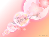 桃に花のデザインイラストのデスクトップ壁紙