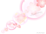 桃に花のデザインイラストのデスクトップ壁紙