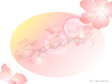 桃に花のデザインイラストのデスクトップ壁紙
