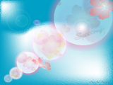桃に花のデザインイラストのデスクトップ壁紙