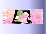 桜茶と桜のお団子のイラストのデスクチップ壁紙