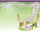 藤の花と和室のイメージのデスクトップ壁紙