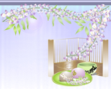 藤の花と和室のイメージのデスクトップ壁紙