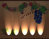 葡萄とどんぐりの飾りのイラストのデスクトップ壁紙　変わったライトの背景