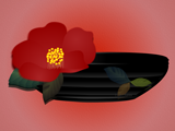 椿の花と赤の背景のデスクトップ壁紙