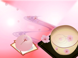 桜茶と桜のお団子のイラストのデスクチップ壁紙