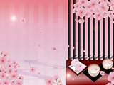 桜茶と桜のイラストのデスクトップ壁紙