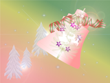 大きなクリスマスベルとそりのシルエット