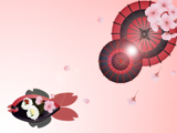 手巻きずしとお花見のイラスト