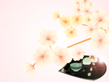 いちご大福と桜のイラスト壁紙