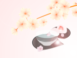 いちご大福と桜のイラスト壁紙