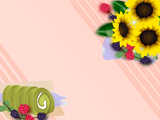 ひまわりと抹茶のイラストのデスクトップ壁紙 オレンジ