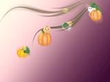 かぼちゃとお化けのイラストのデスクトップ壁紙　紫の背景
