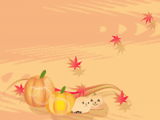 かぼちゃとお化けと紅葉イラストのデスクトップ壁紙 オレンジの背景