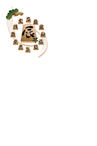 辰の文字の将棋の駒と松竹梅のイラストの年賀状テンプレート