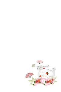 辰と菊の花の背景のイラスト付き年賀状