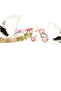 年賀状テンプレートは夫婦鶴に松竹梅のイラスト