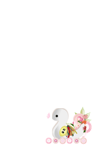 巳と菊の花に扇子のイラスト入り年賀状