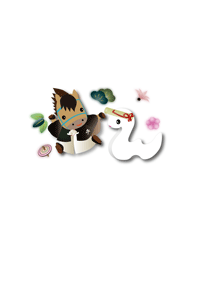 富士山の日の出と干支のバトンタッチのイラストの年賀状テンプレート