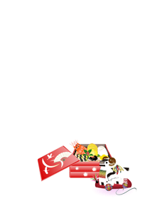 未と重箱のお節料理のイラストの年賀状テンプレート