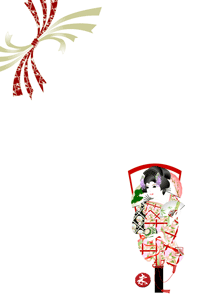 年賀状テンプレートは藤娘の飾り羽子板