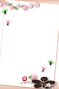 年賀状テンプレートはしだれ桜や羽根が舞う明るい色彩