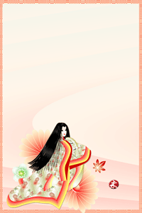 年賀状テンプレートは十二単のイラスト