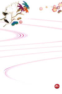 年賀状テンプレートは鶴と松竹梅のイラスト