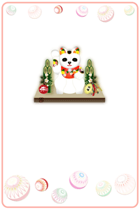 招き猫のイラストと手鞠の背景