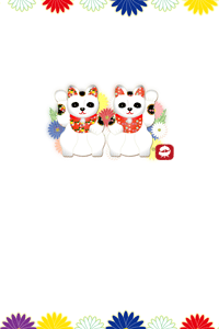 招き猫の置物のイラストの年賀状