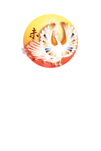 華やかな鳥と日の出の年賀状テンプレート